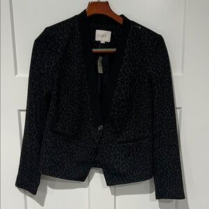 NWT LOFT Black Leopard Print Blazer Sz 8P
